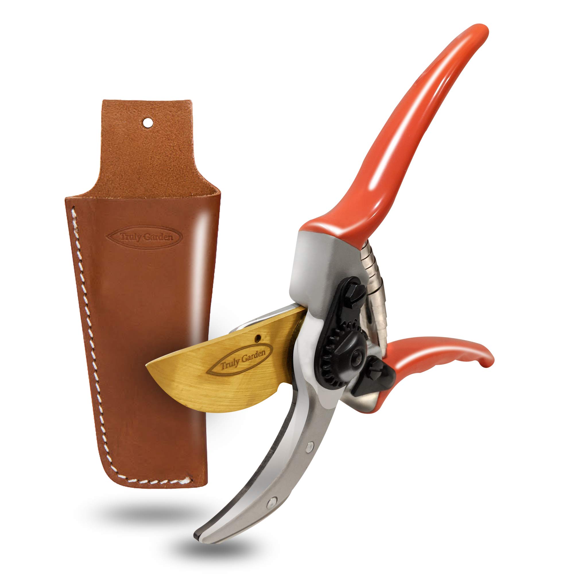 Truly Garden Hand Pruners with Leather Sheath. These 8.5" Bypass Pruning Shears Have a Forged Aluminum Handle and Hardened Steel Blade. : Amazon.in: Garden & Outdoors