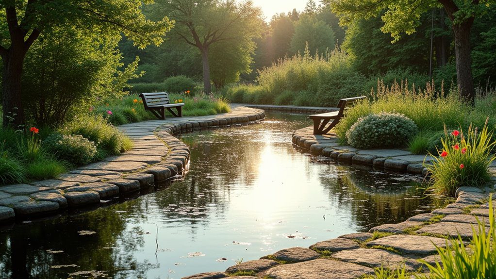 seating arrangements along pathways
