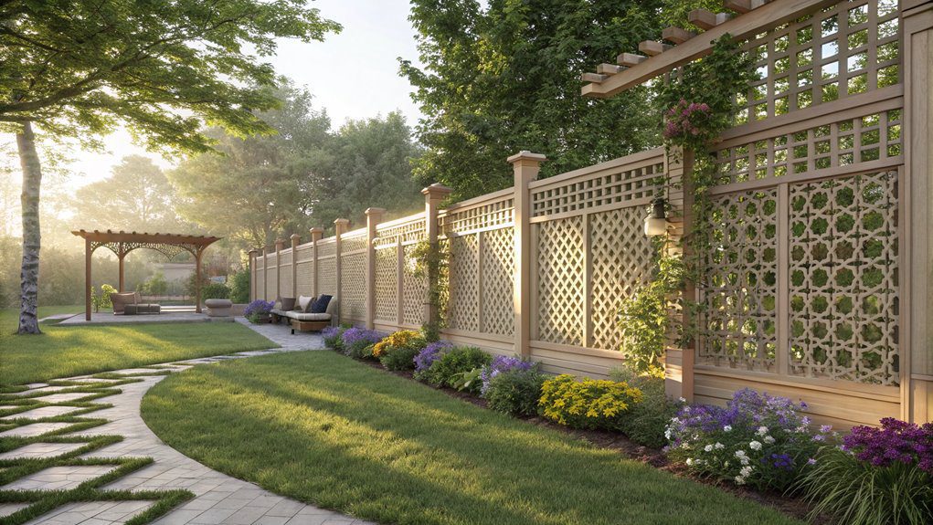 artistic wooden lattice fencing