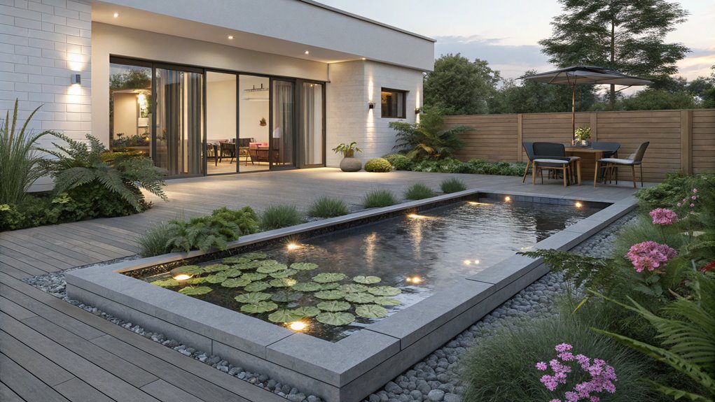 contemporary outdoor water feature