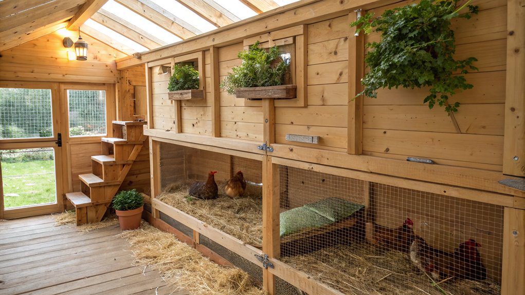 elevated chicken roosting bars