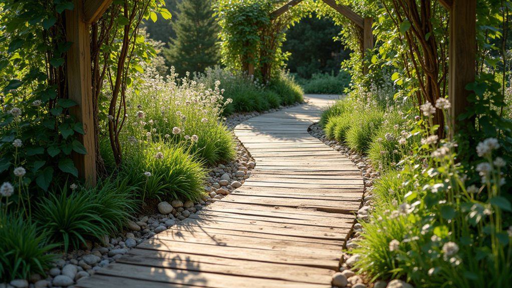 artistic wooden garden trails