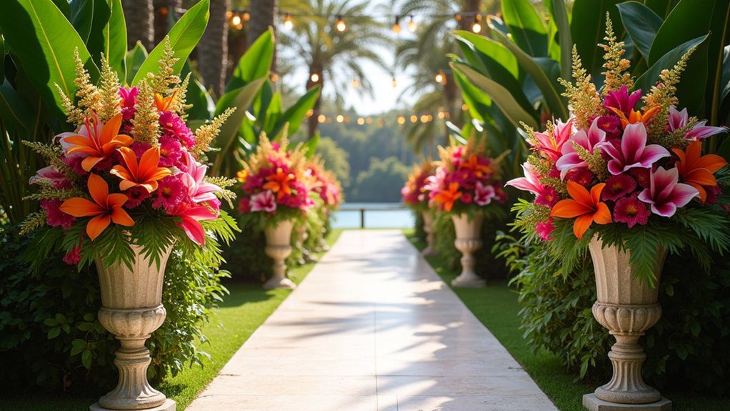 colorful tropical flower displays