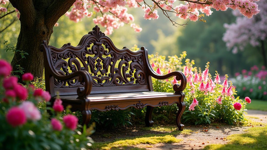 elegant wooden garden seating