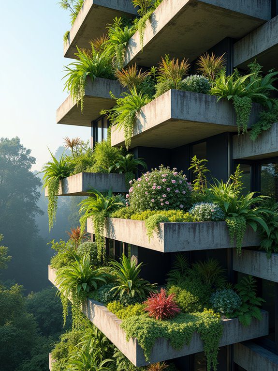 layered concrete plant holders