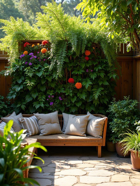 lush colorful vertical plantings
