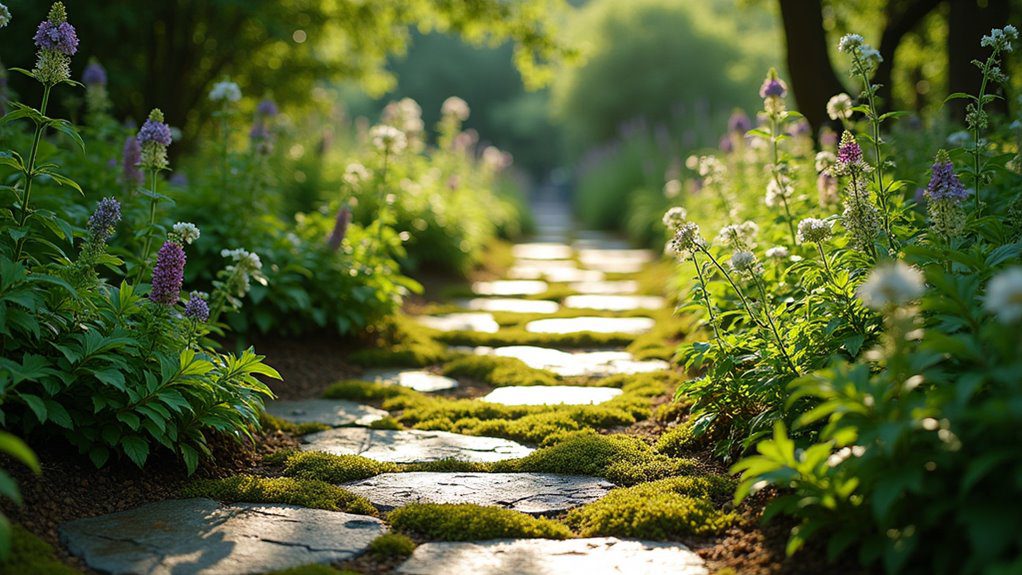 moss covered stone walkways