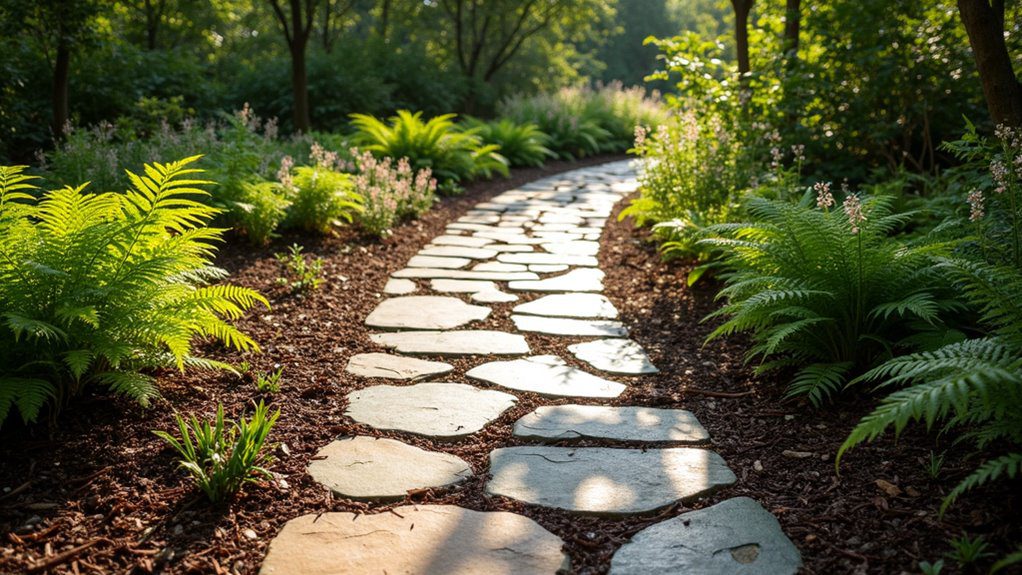 mulched garden walkways created