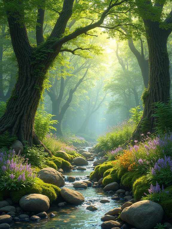 mystical woodland clearing scene