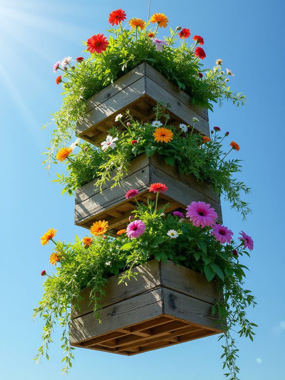 piled wooden storage boxes