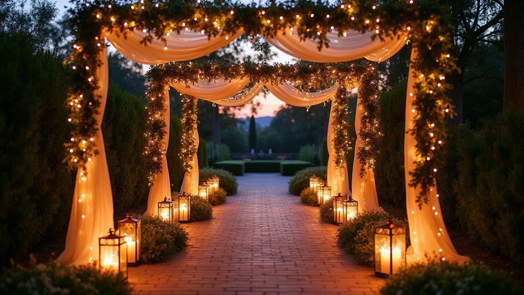 suspended glowing light fixtures