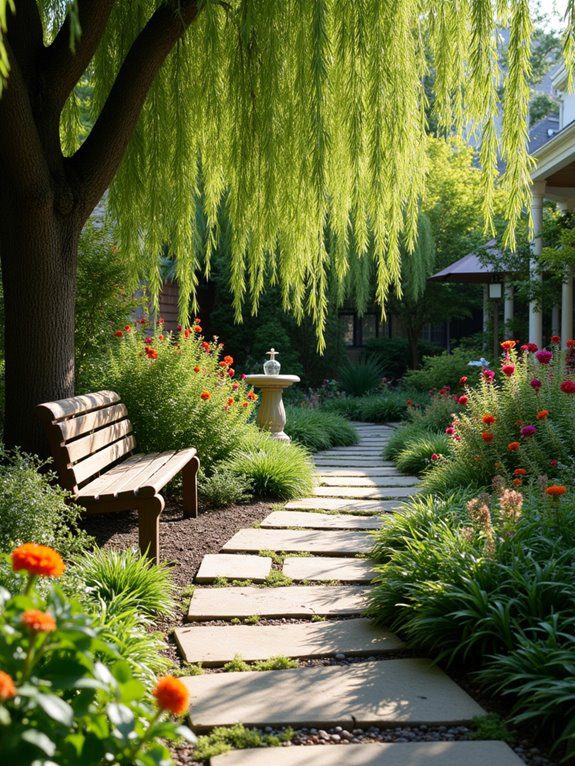 winding paths through gardens