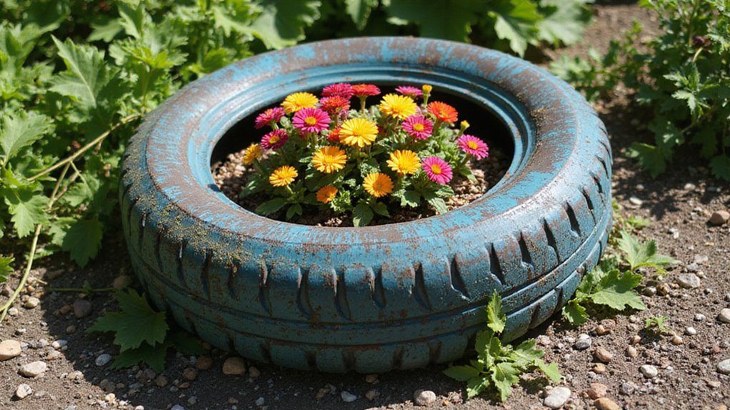 creative tire garden planter