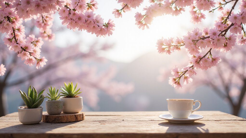delicate pink flowering branches