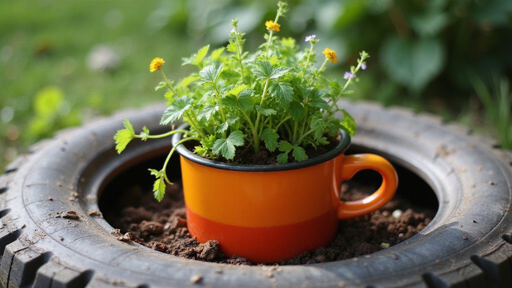planting in coffee cups