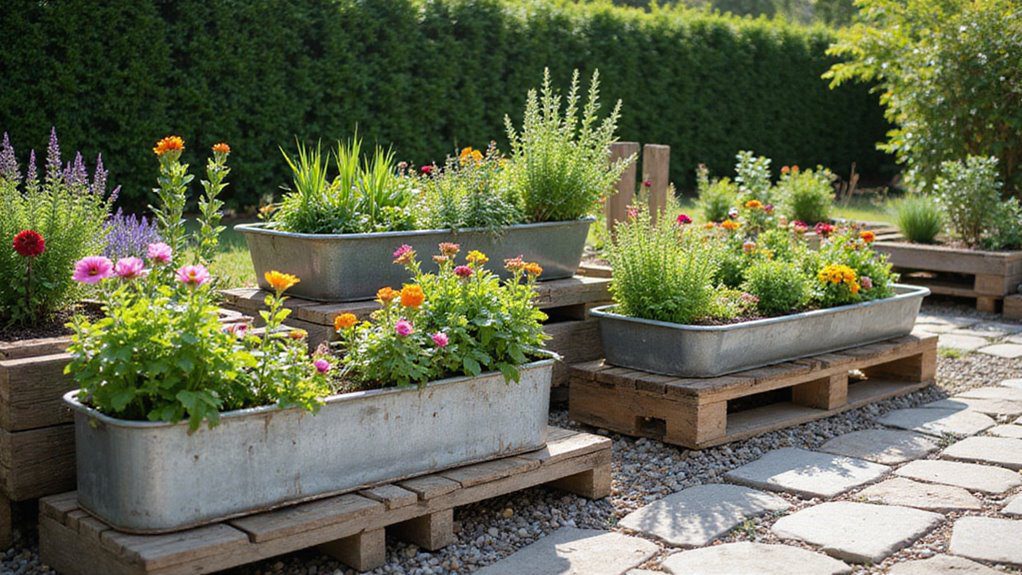 reclaimed materials garden beds