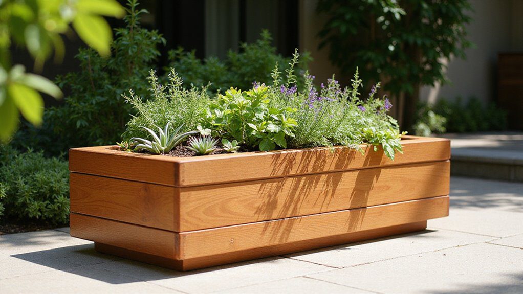 sleek wooden plant container