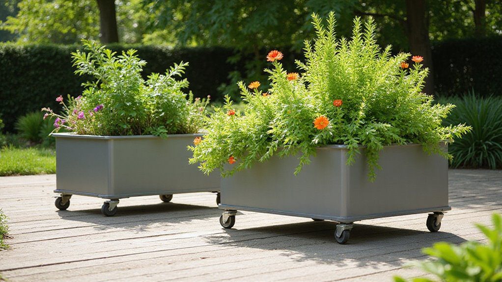 wheeled mobile plant stands