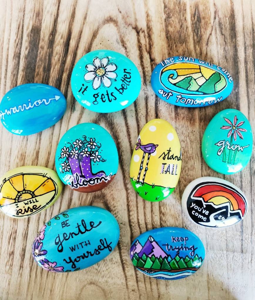 Hand-painted Inspirational Rocks: Motivational Quote Kindness Stones - Etsy