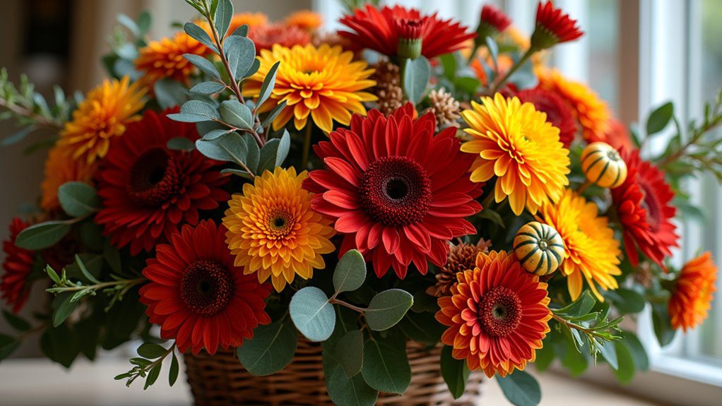 autumn floral arrangement basket