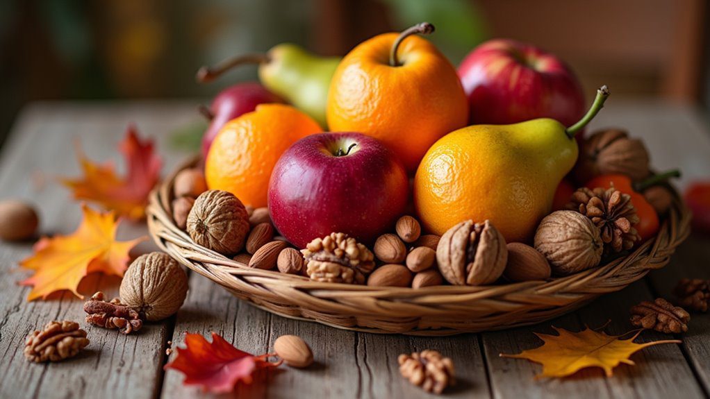 autumn fruit and nut basket