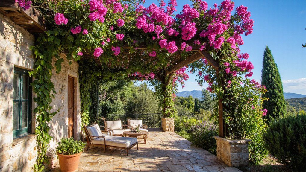 bougainvillea covered pergola creation
