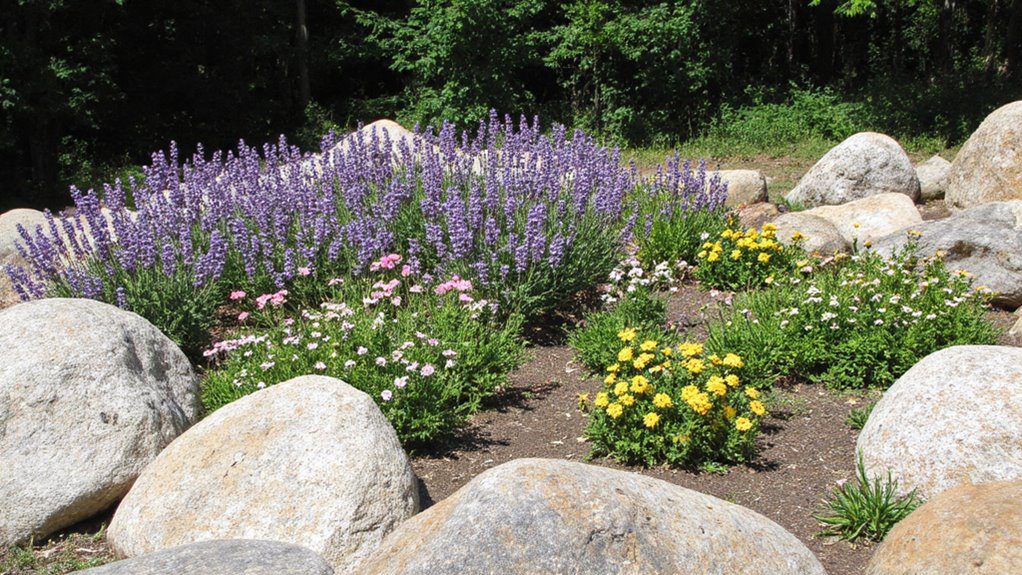 boulder accents enhance gardens