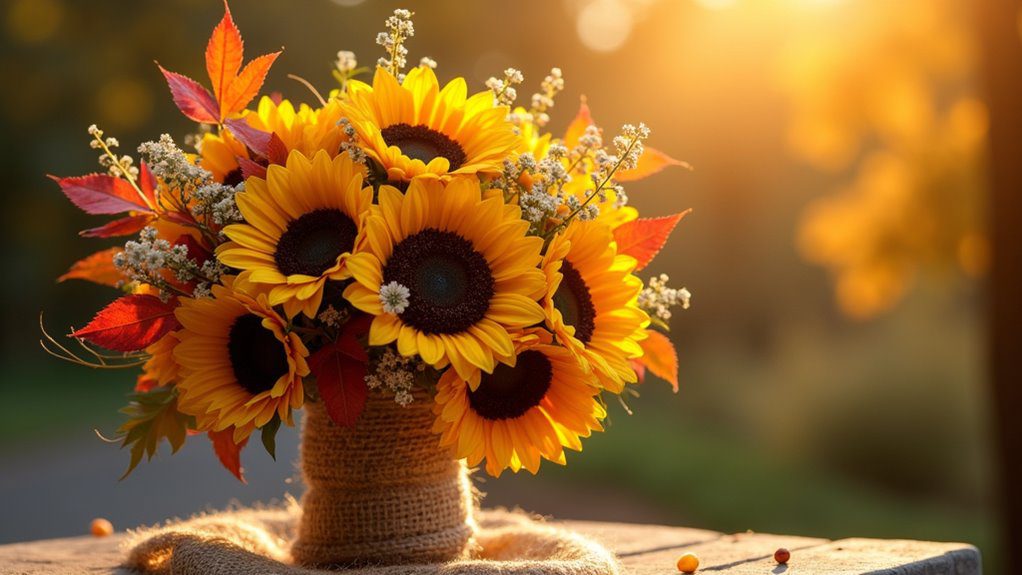 cheerful autumn wedding blooms