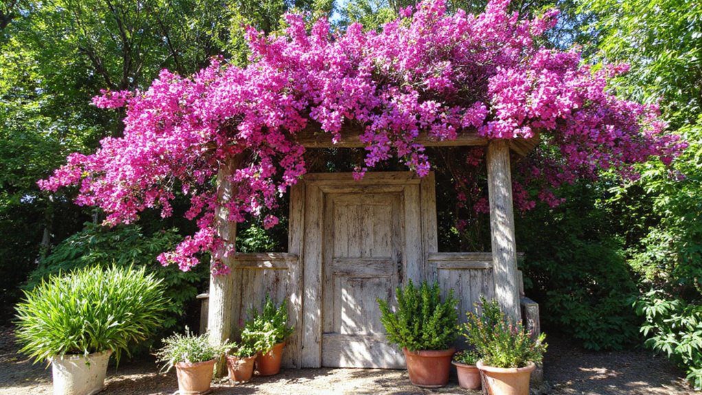colorful bougainvillea trellis display