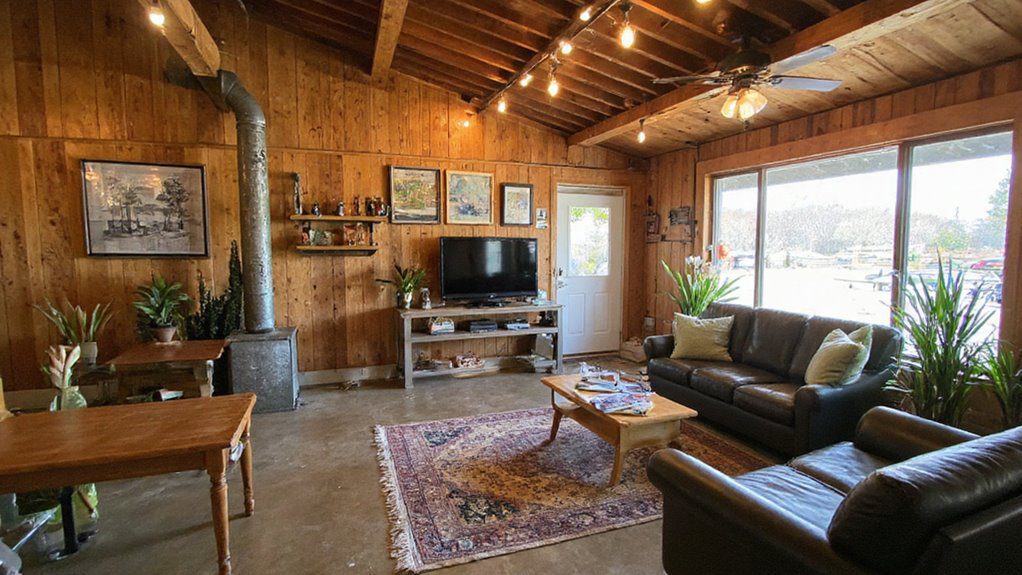 comfortable garage lounge design