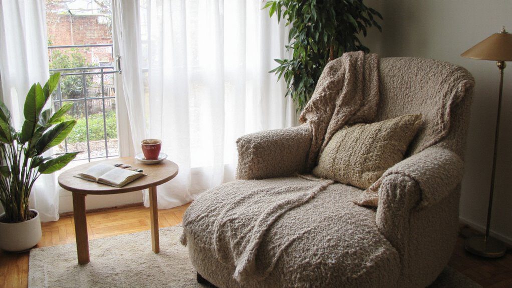 cozy armchair with pillows