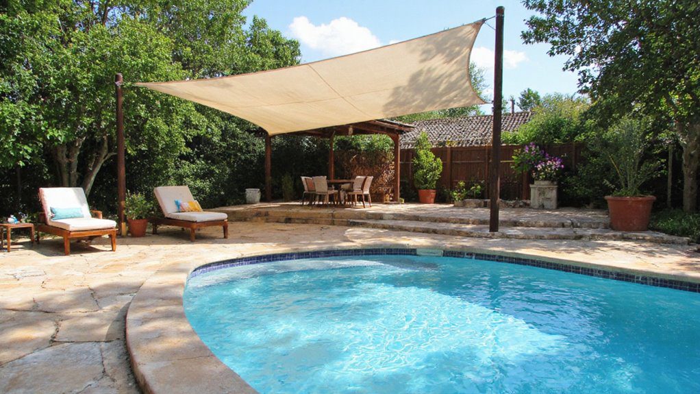cozy shaded poolside retreat