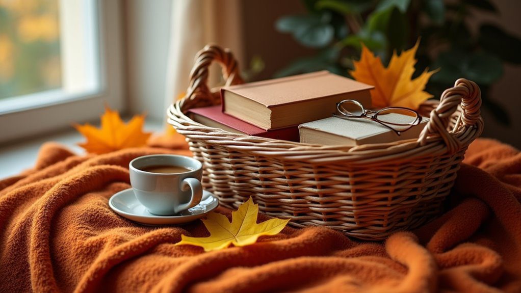 cozy throw and books
