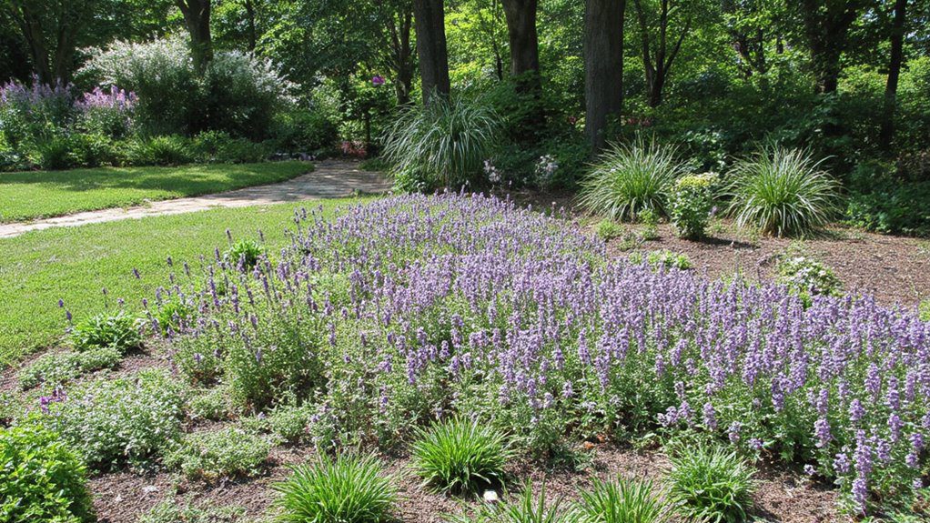 evergreen structure enhances seasonal blooms