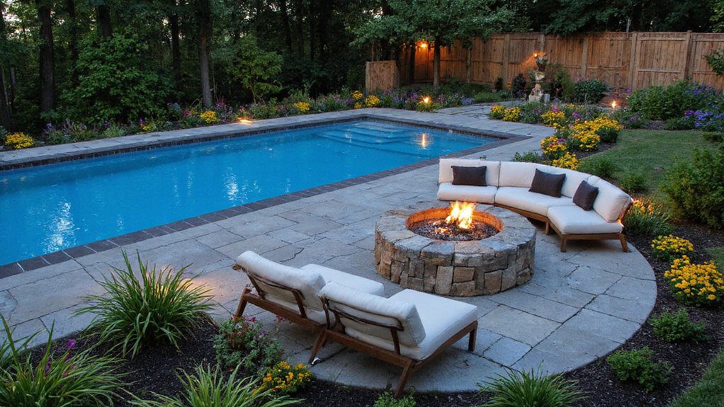fire pit poolside design