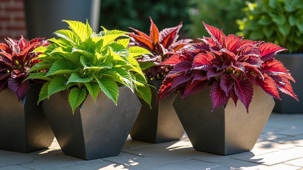 geometric pots enhance coleus