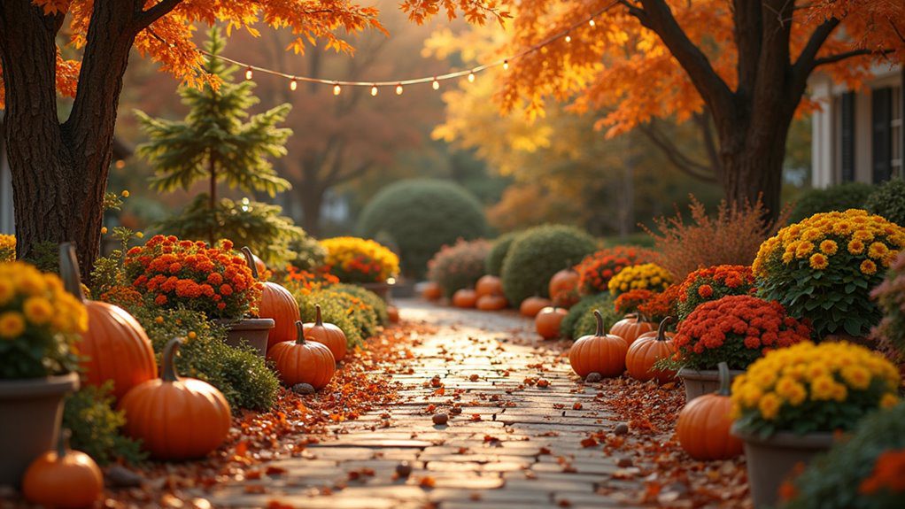 harvest themed garden pathway