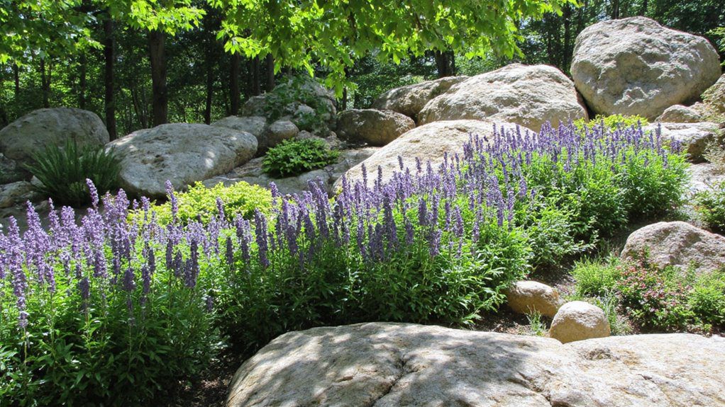 liriope enhances rock gardens