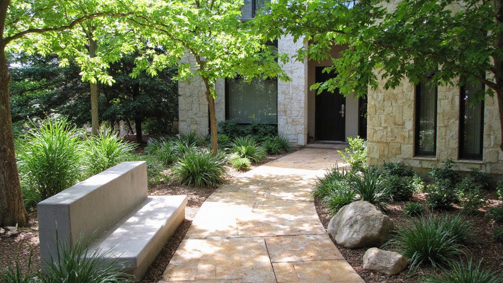 modern stone and concrete landscaping