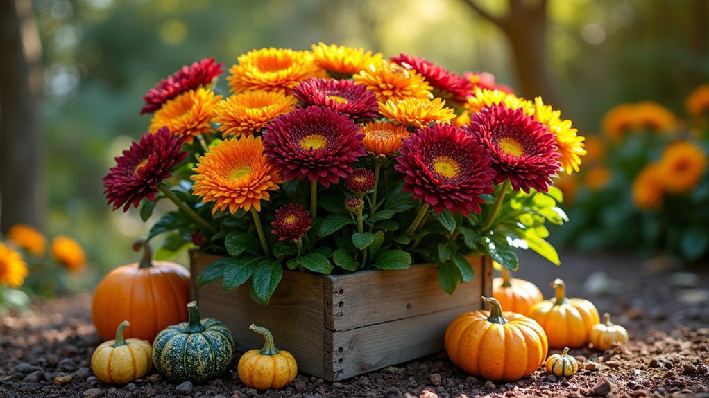 mums and gourds arrangement