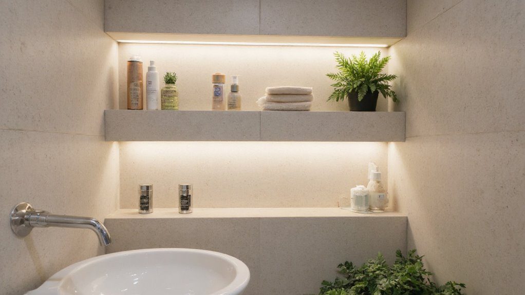 recessed shelving for organization