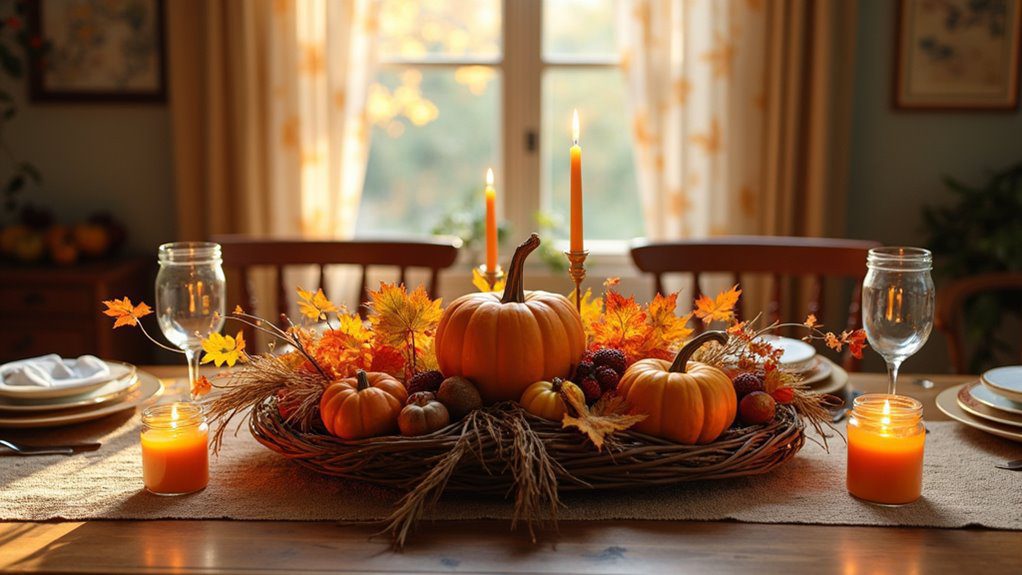 rustic autumn dining centerpiece