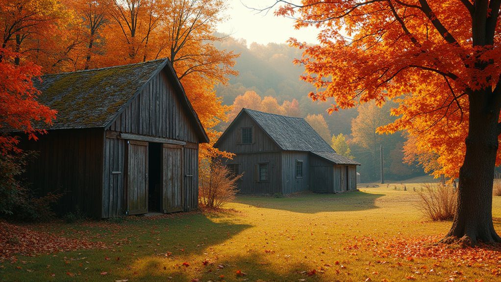 rustic barns vibrant foliage