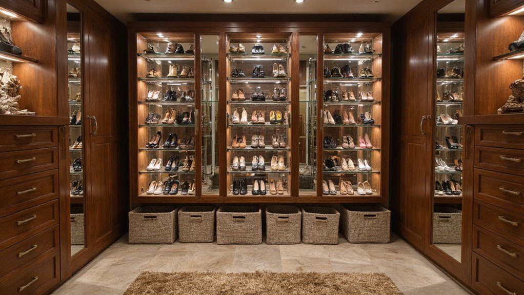 shoe rack enhances closet organization