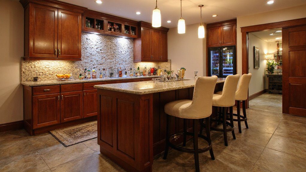 stylish basement wet bar