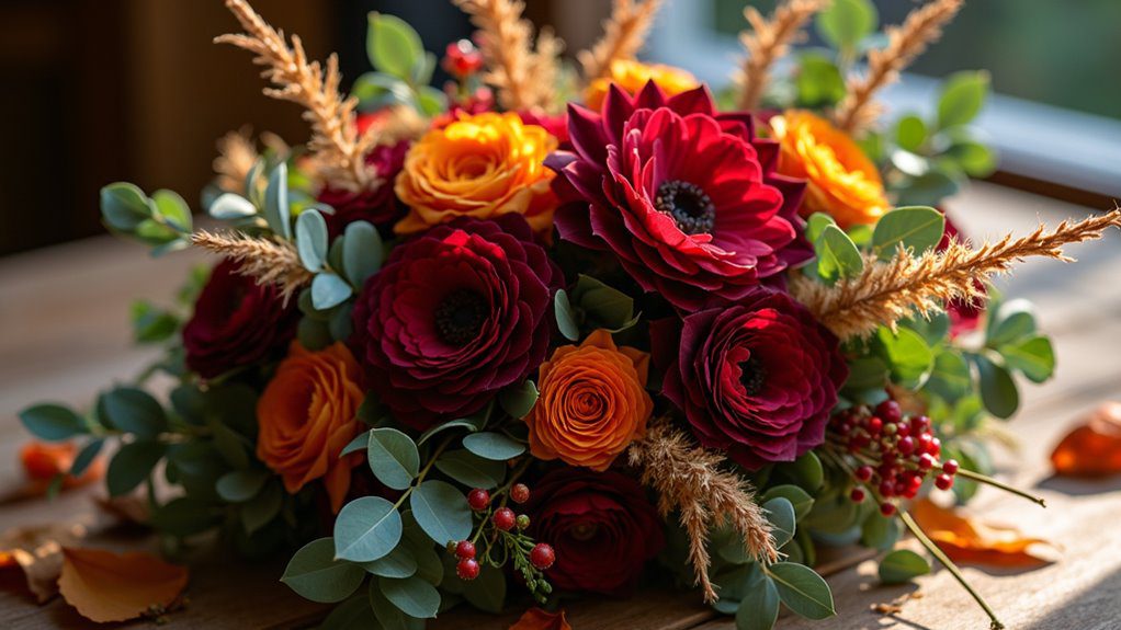 textured autumn wedding flowers