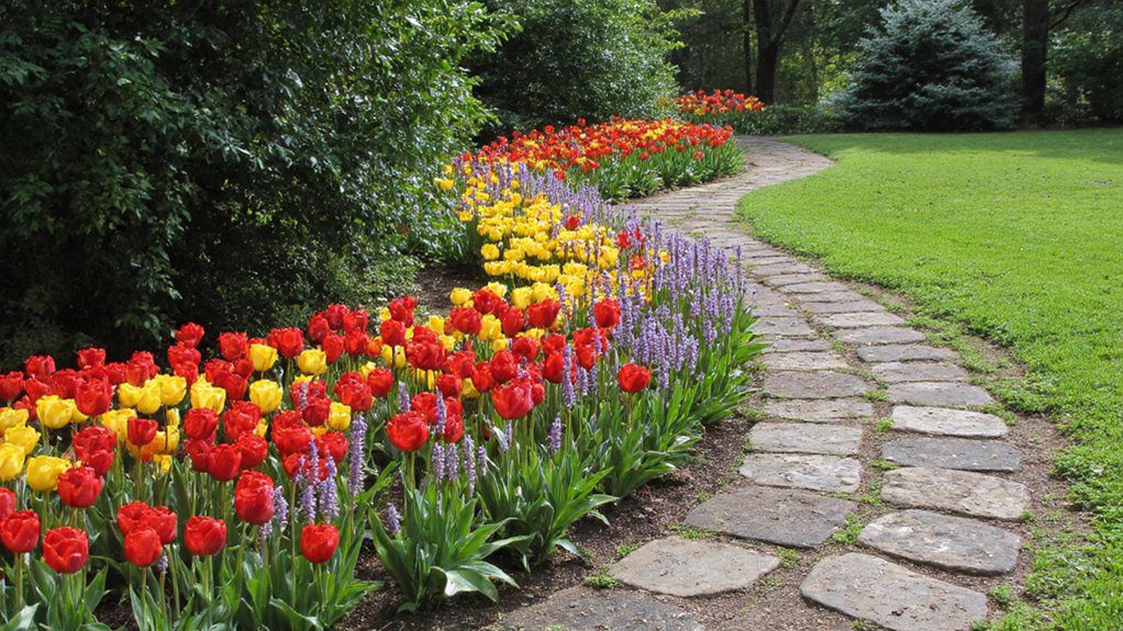 tulip border enhances pathways