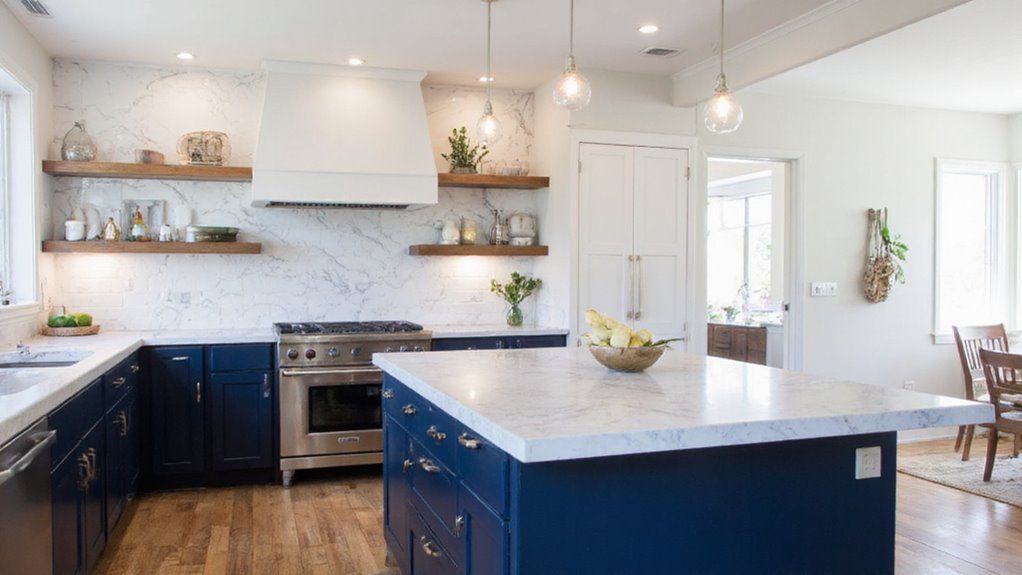 two tone cabinetry contrast