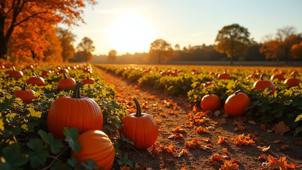 vibrant pumpkins in autumn
