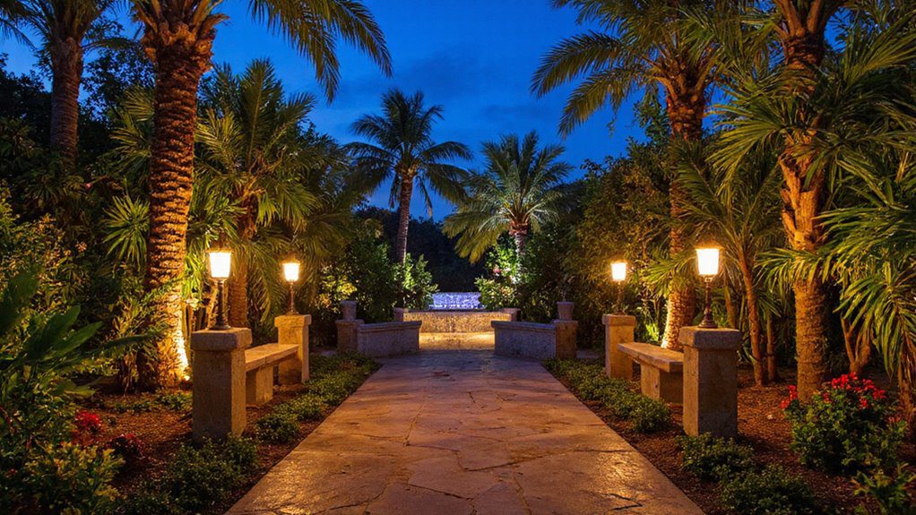 warm lighting enhances outdoor ambiance